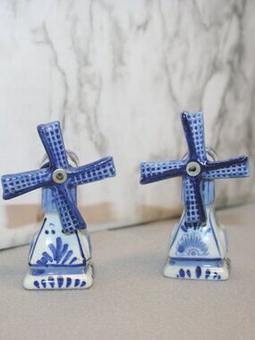 Vintage Dutch Windmill Ceramic Salt & Pepper Shaker Set